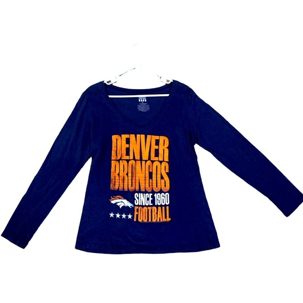 WOMENS DENVER BRONCOS SIZE LARGE BLUE LONG SLEEVE BY JUNK FOOD